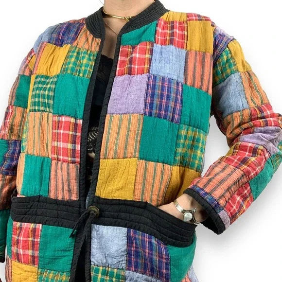 ❌SOLD❌90's patchwork color block cotton spring jacket by OSY - Picture 4 of 16